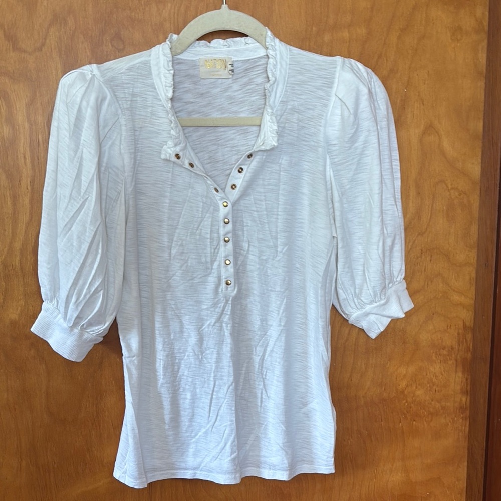 White Women's Top with Button Detail